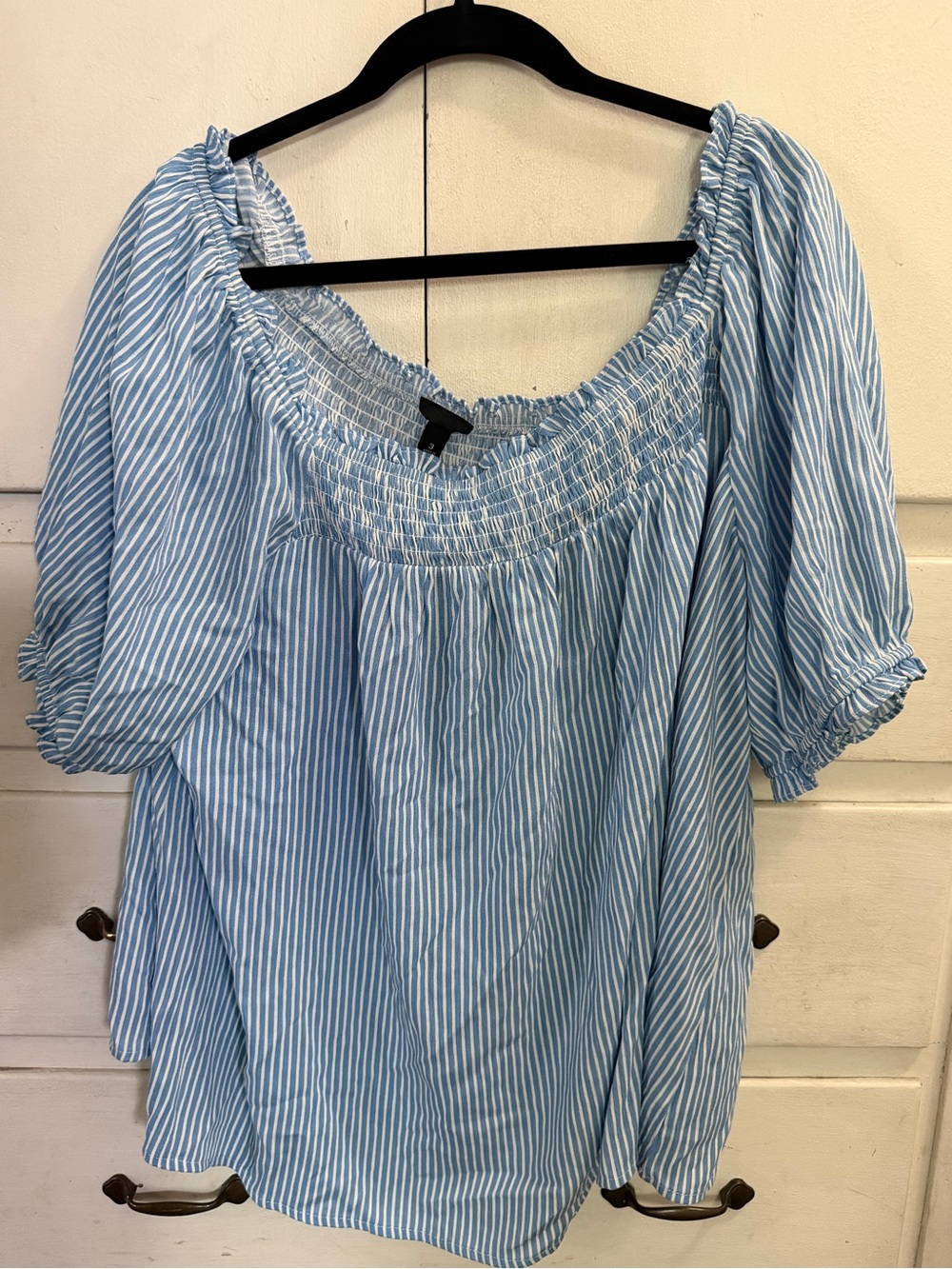 torrid Light Blue & White Striped Off-Shoulder Top